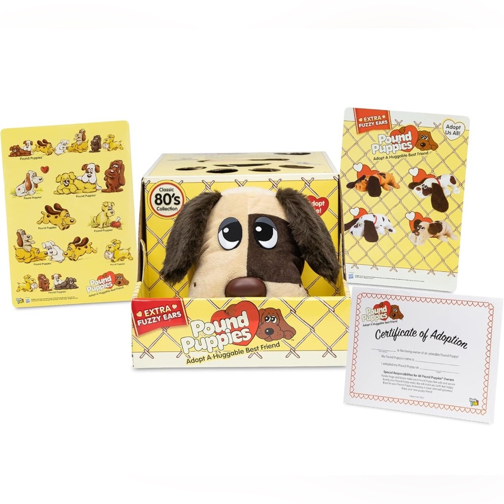 Brown Pound Puppies Classic 80's Collection NEW In Box With Tag/Adoption Certif